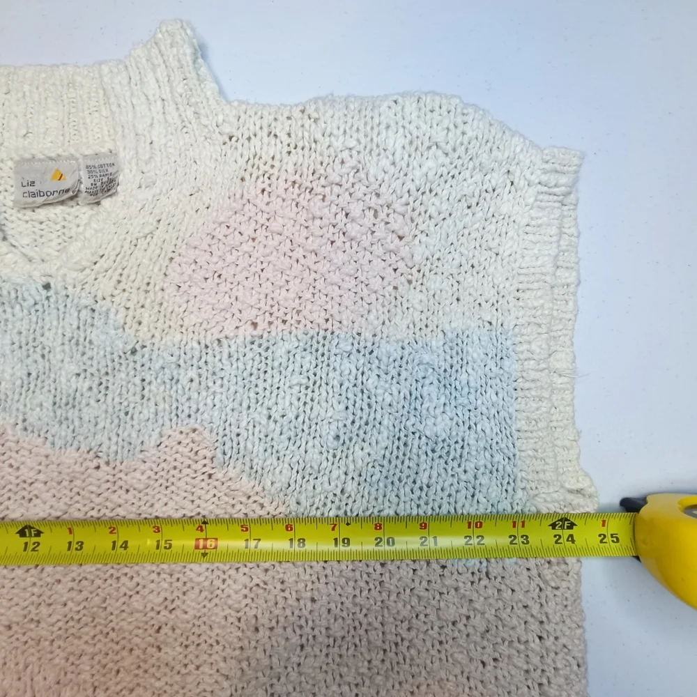 Vintage Liz Claiborne Pastel Geometric Knit Sweater Vest - Size Large - Picture 9 of 13